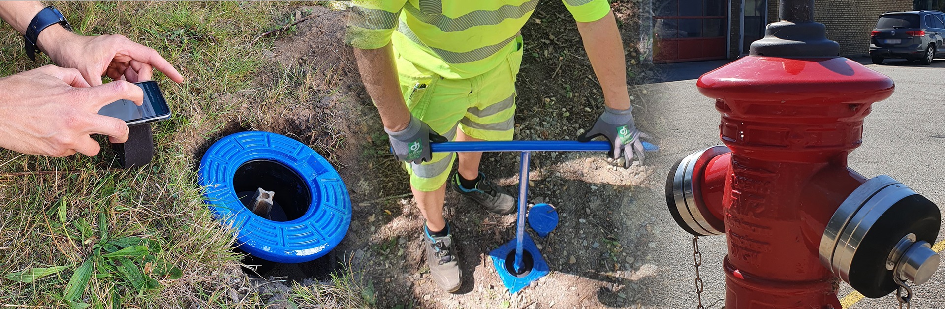 AVK Smart Water installasjonsfoto Posisjonssensor og Hydrantlokk