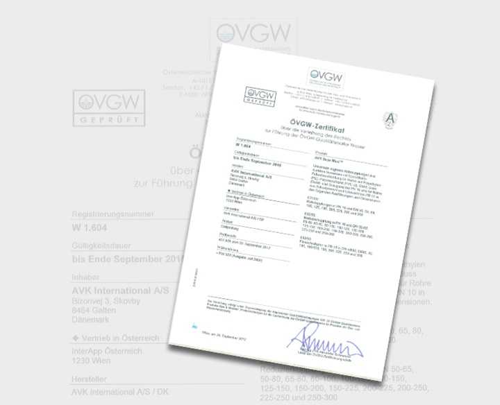 ÖVGW certificate Supa Maxi™ couplings